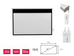 Fonestar PPEL-16135-FA - Electrické projekční plátno 16:9, úhlopříčka 135", dálkový ovladač