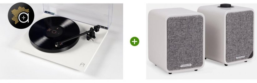 Set Rega Planar 1 Plus (bílá, saténová) + Ruark Audio MR1 Bluetooth Speaker System(Bílá)