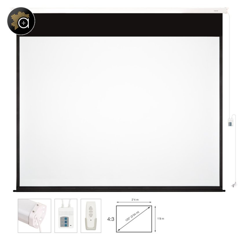 Fonestar PPEL-43120-BA - Electrické projekční plátno 4:3, 120", dálkový ovladač