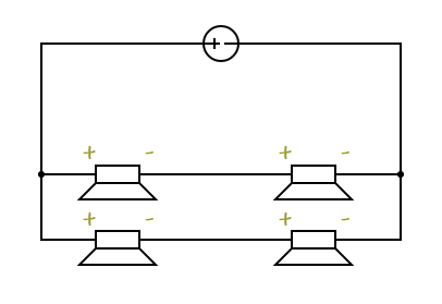 Kombinace paralelního a sériového zapojení reproduktorů